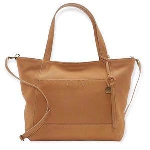LUCKY BRAND Don Tote Bag Tan Vachetta Learner Detachable crossbody 12” x 9”